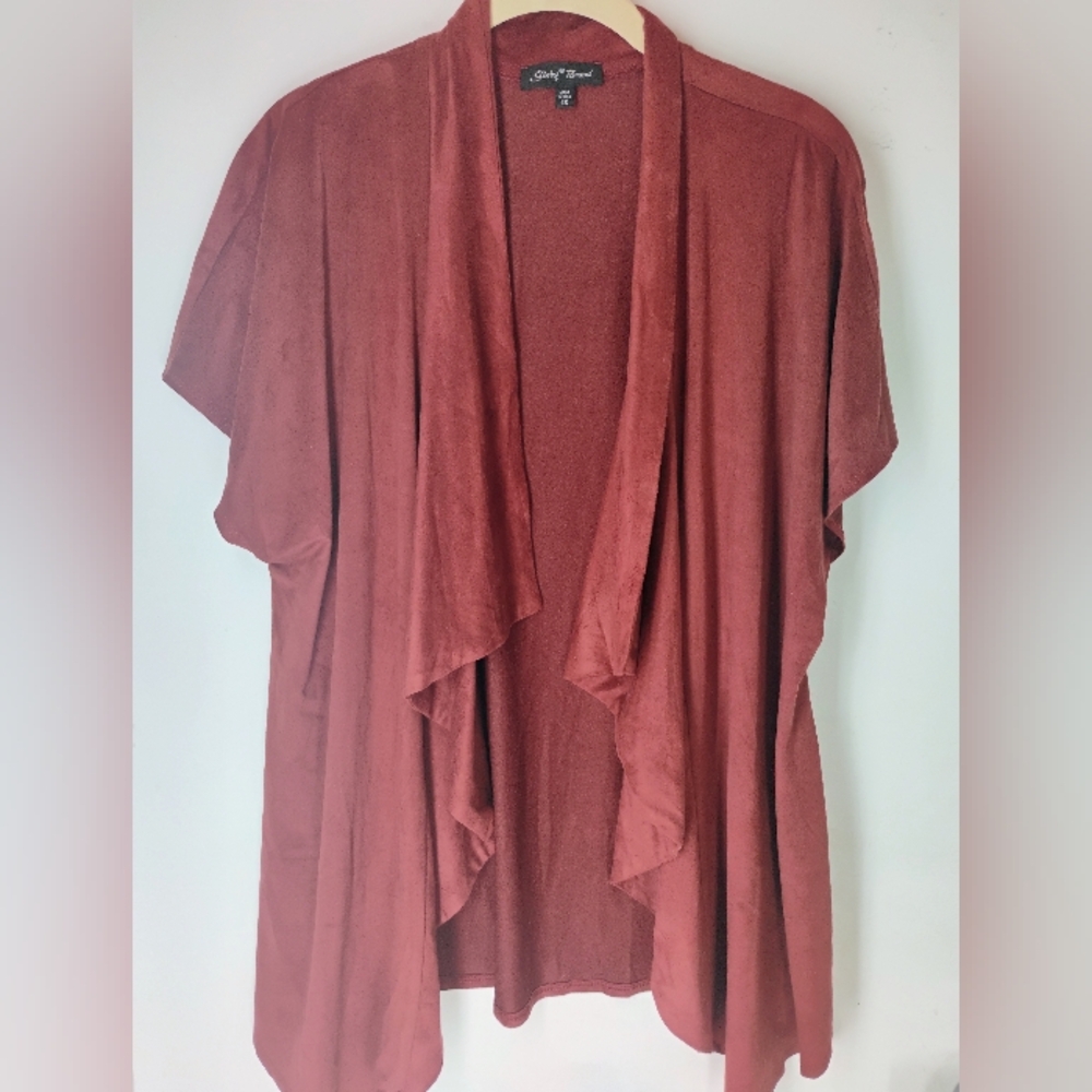 Slinky Brand Burgundy Short Sleeve Faux Suede Jacket
